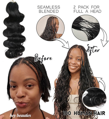 Body Wave Crochet Human Hair Extensions